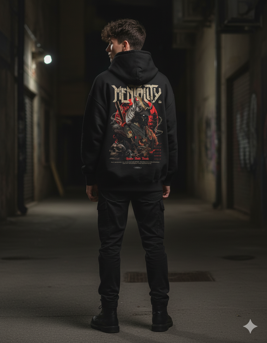 Samurai Kanji Hoodie – Japanese Streetwear | Premium Cotton Pullover