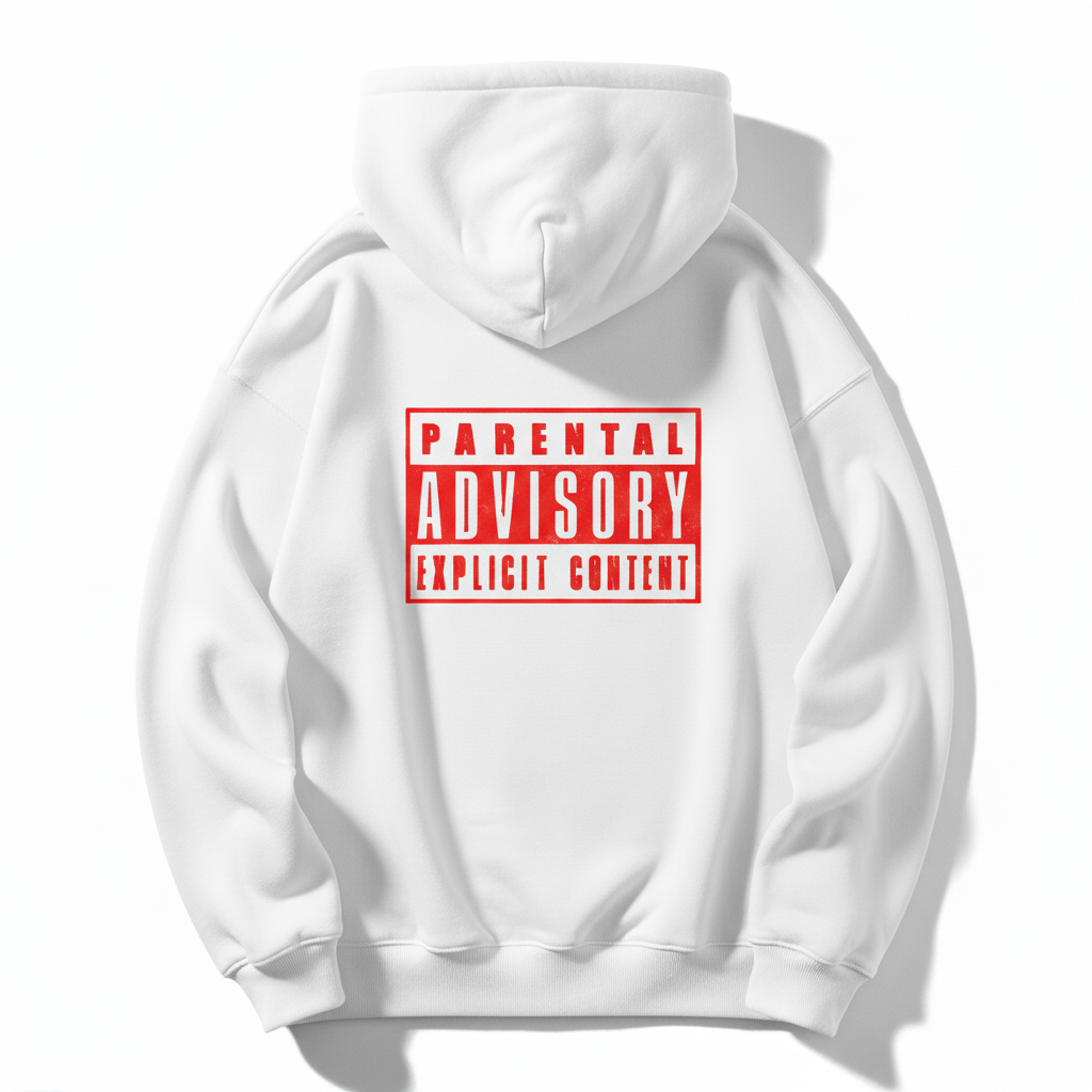 Parental Advisory Oversized White Hoodie – Streetwear Edition