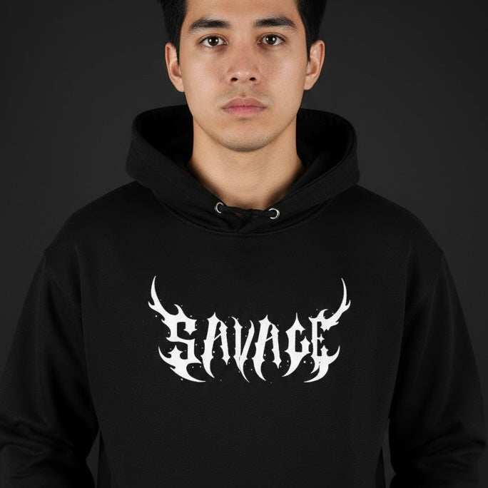 Savage Hoodie – Heavyweight Black Hoodie with Tiger Back Prin
