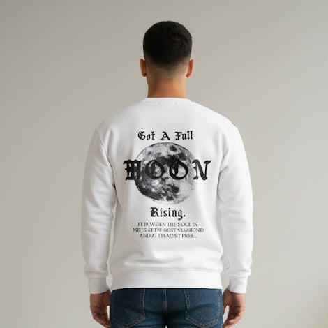 White “Full Moon Rising” Graphic Sweatshirt