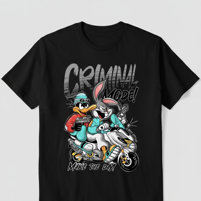 Criminal Mode Cartoon Graphic T-Shirt