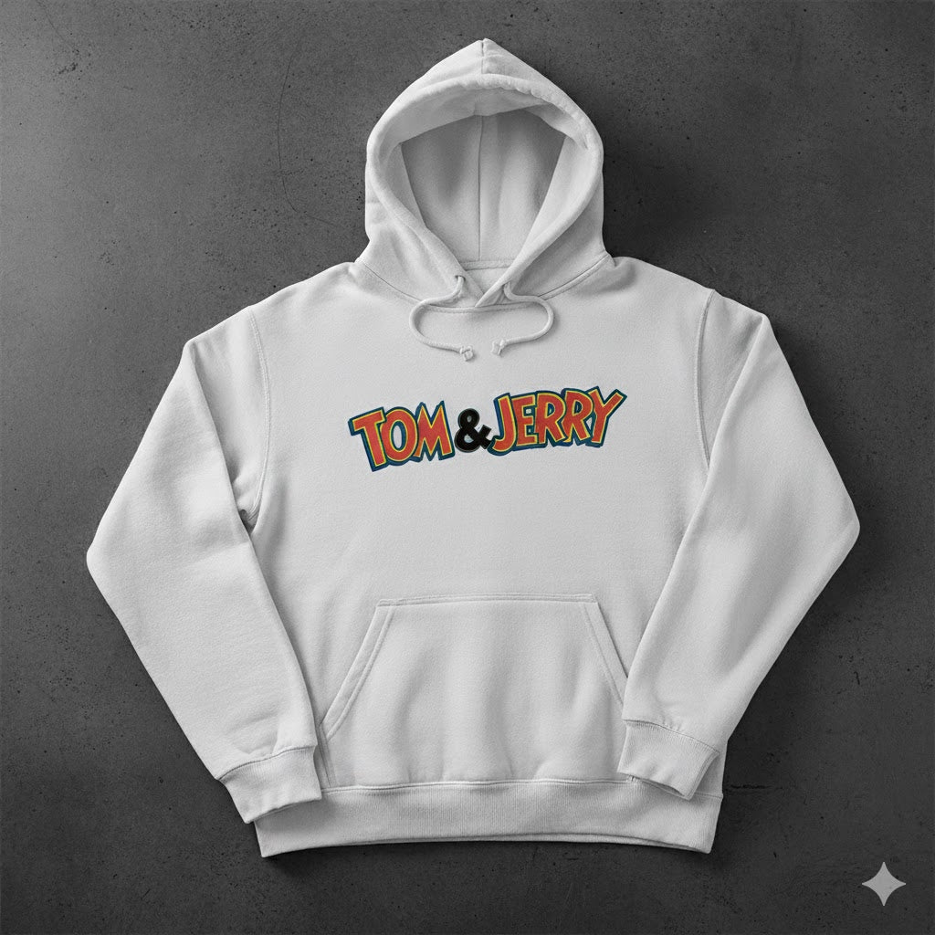 Tom & Jerry Classic White Hoodie – Cartoon Edition