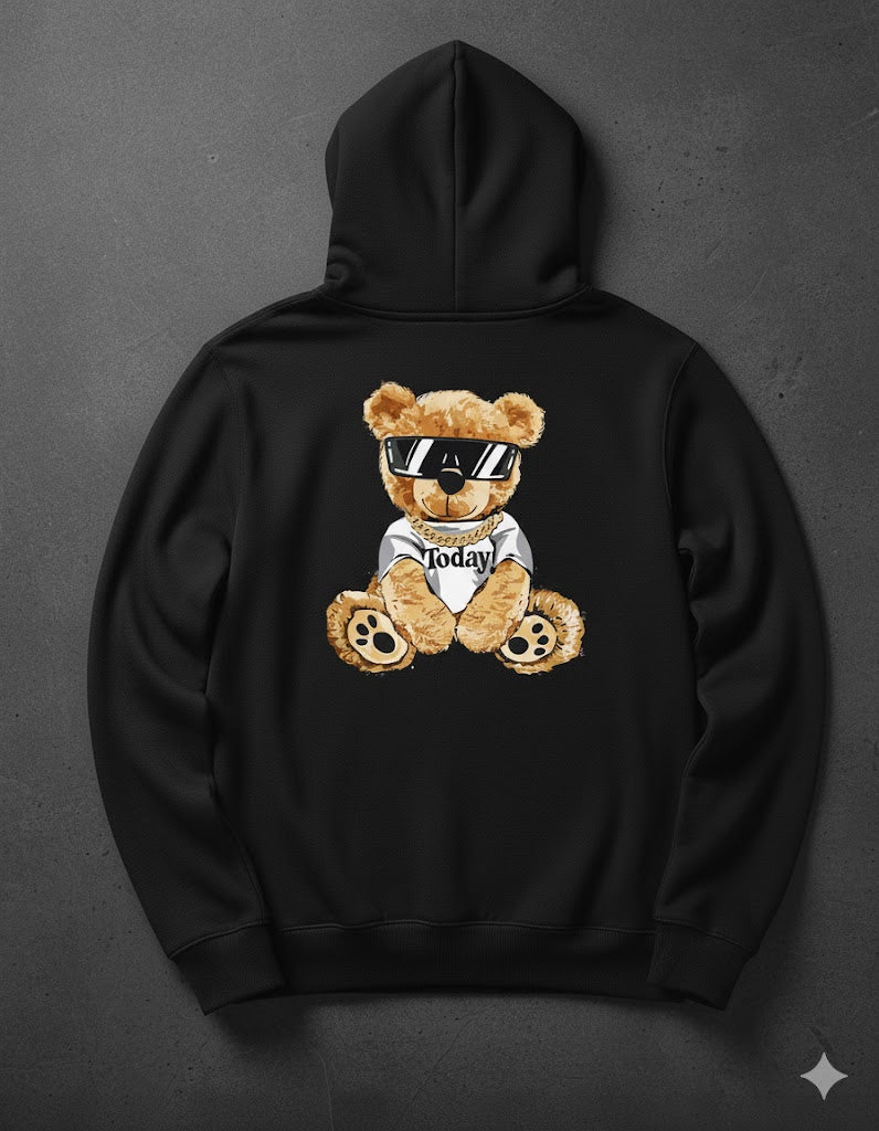 Teddy Vibe Oversized Black Hoodie – Nice to Meet You Edition