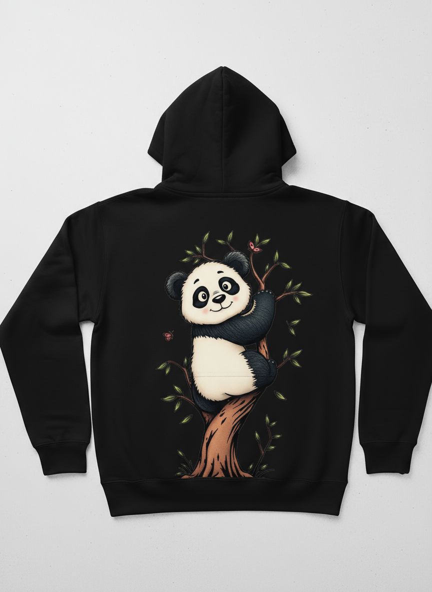 Panda Oversized Black Hoodie – Cute & Cozy Edition