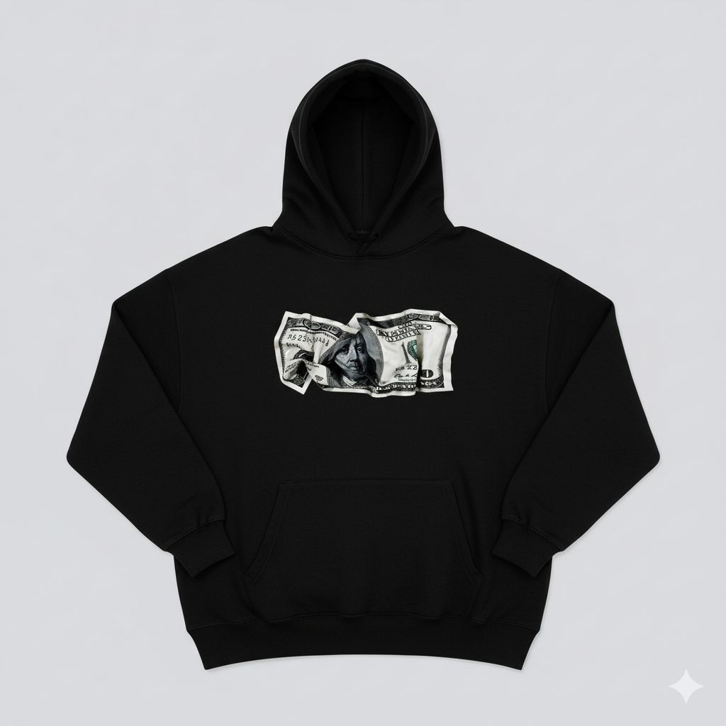 Dollar Print - Black Streetwear Hoodie