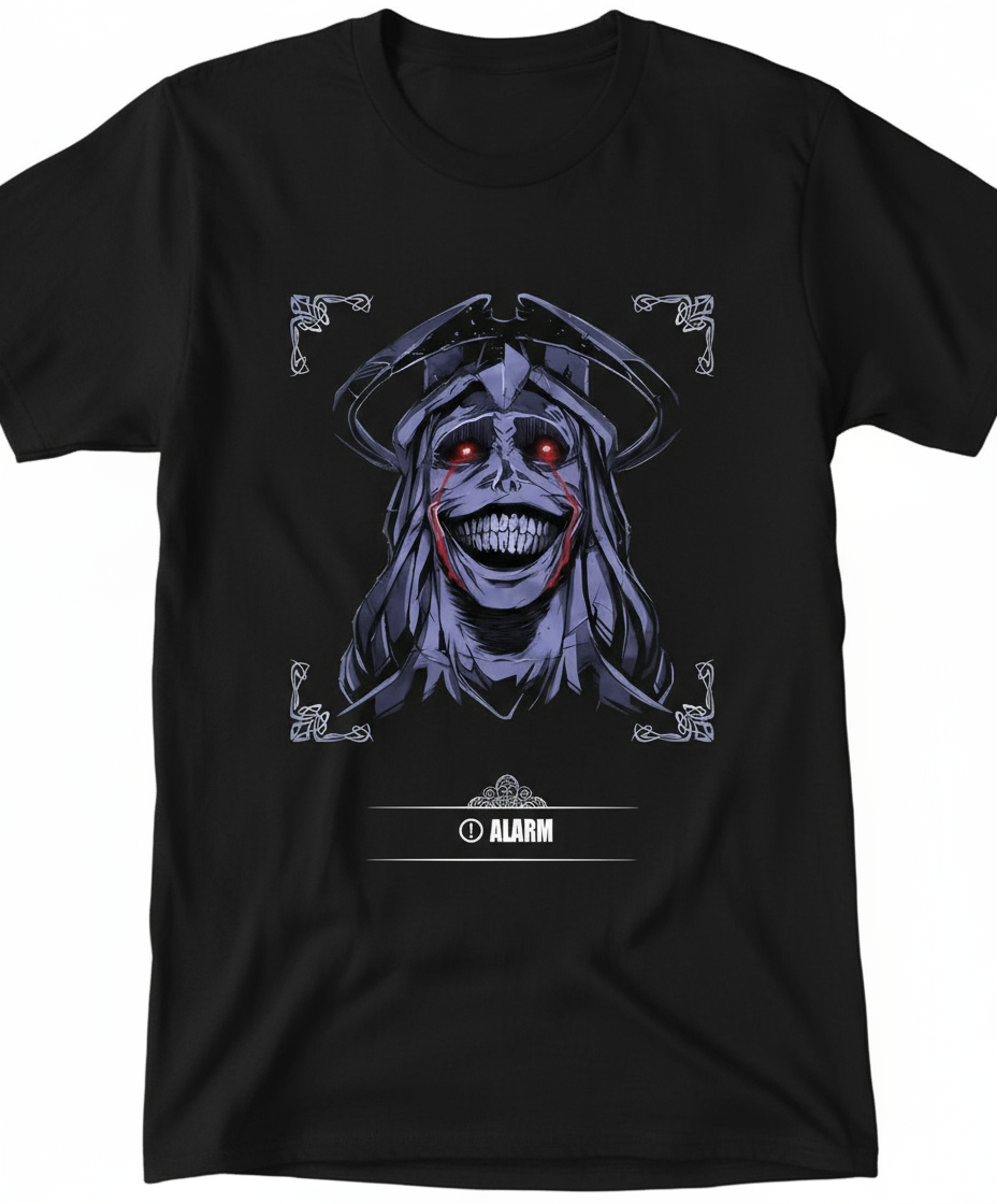 Men’s Graphic T-Shirt – Dark Alarm Edition | Streetwear Horror Art Tee