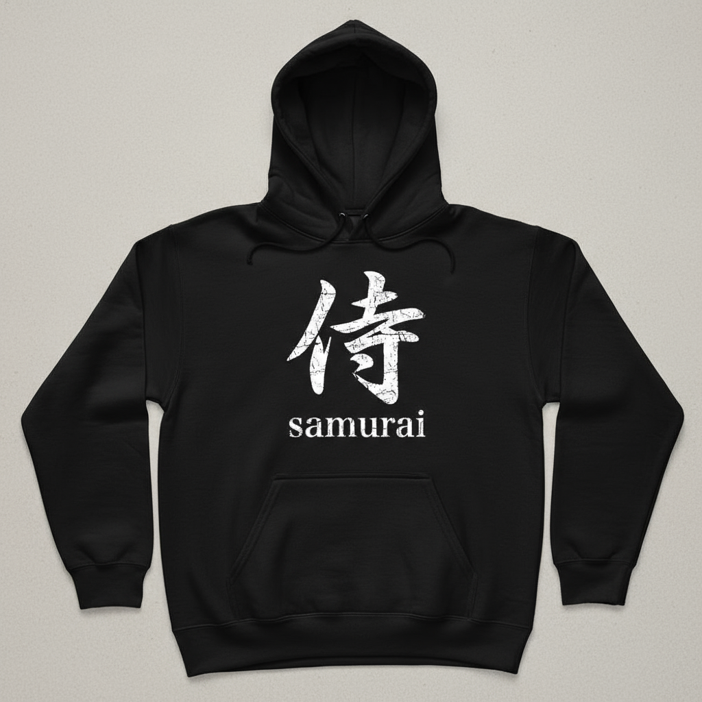 Samurai Kanji Hoodie – Japanese Streetwear | Premium Cotton Pullover